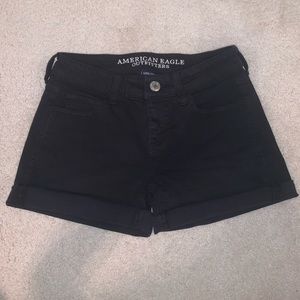 american eagle black jean shorts